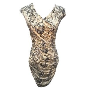 MNG By Mango Dress Women's Small Animal Print Sleeveless Knee Length Stretch